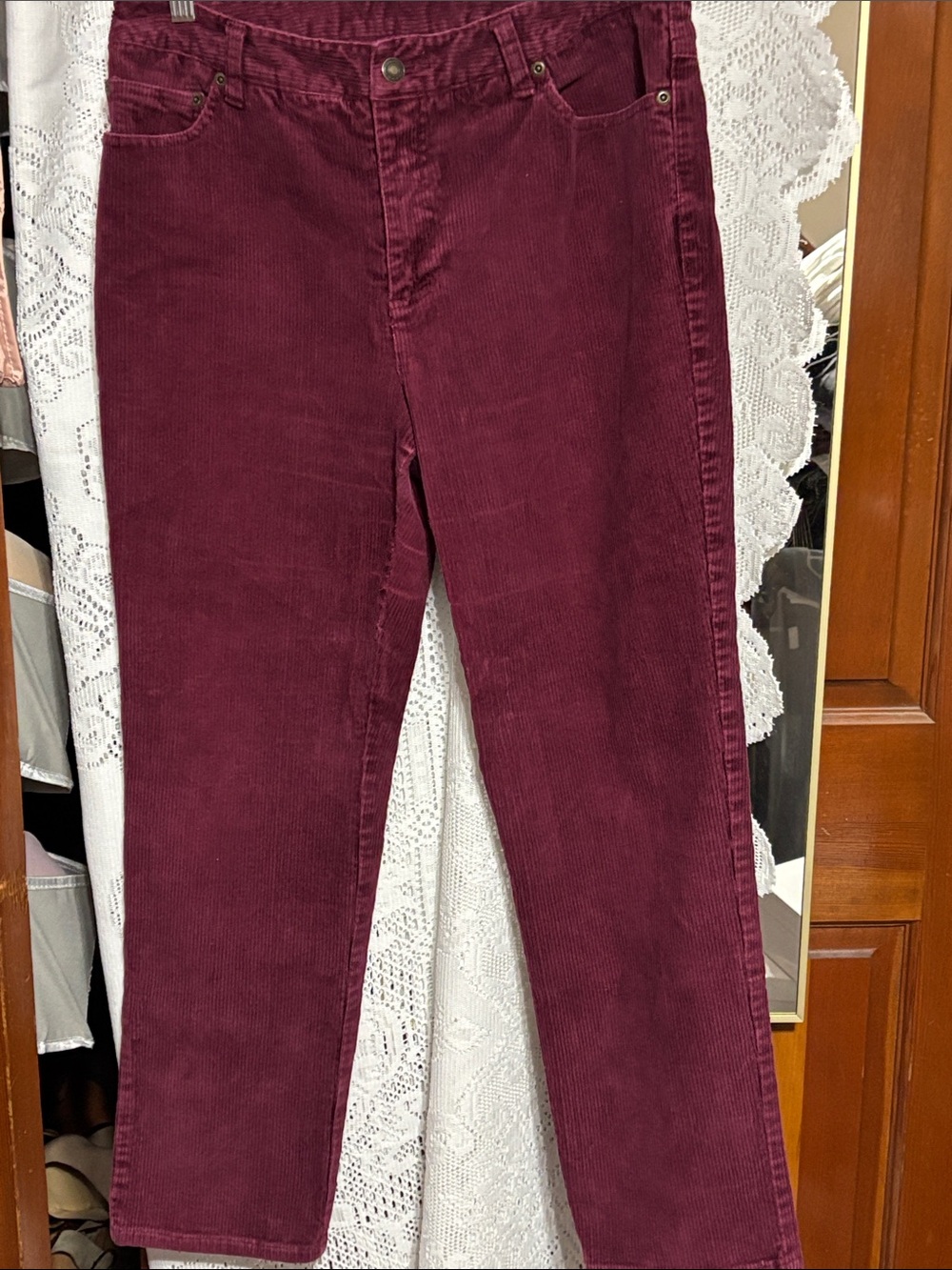 Newport News Straight-Leg Corduroy Jeans in Burgundy